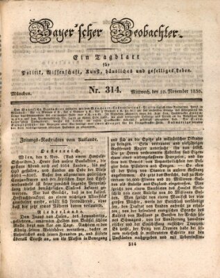 Bayer'scher Beobachter Mittwoch 10. November 1830