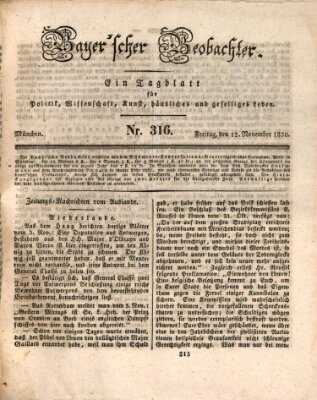 Bayer'scher Beobachter Freitag 12. November 1830