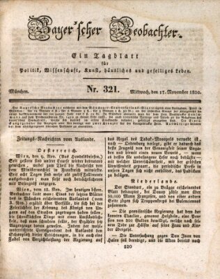 Bayer'scher Beobachter Mittwoch 17. November 1830