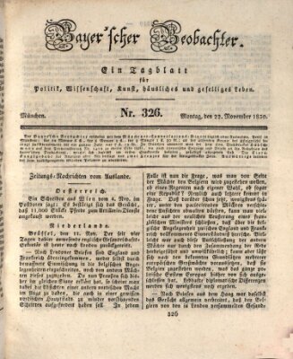 Bayer'scher Beobachter Montag 22. November 1830