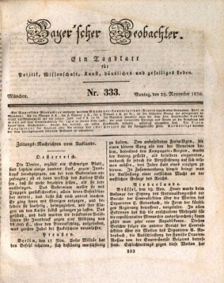 Bayer'scher Beobachter Montag 29. November 1830