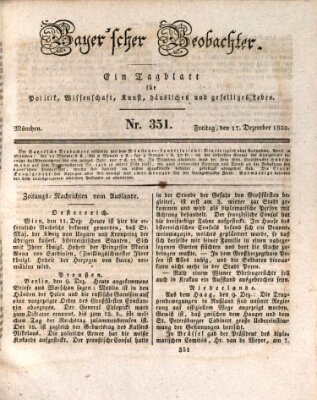 Bayer'scher Beobachter Freitag 17. Dezember 1830