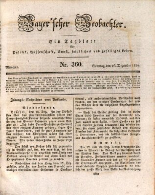 Bayer'scher Beobachter Sonntag 26. Dezember 1830