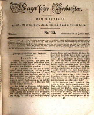 Bayer'scher Beobachter Samstag 15. Januar 1831