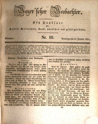 Bayer'scher Beobachter Sonntag 16. Januar 1831