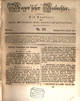 Bayer'scher Beobachter Montag 24. Januar 1831