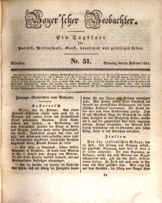 Bayer'scher Beobachter Sonntag 20. Februar 1831