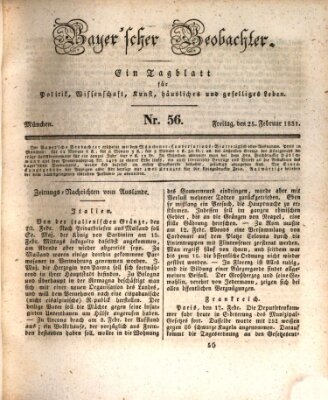 Bayer'scher Beobachter Freitag 25. Februar 1831