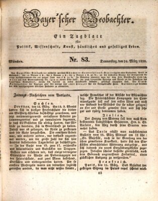 Bayer'scher Beobachter Donnerstag 24. März 1831