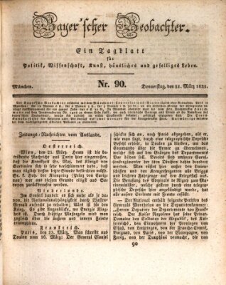 Bayer'scher Beobachter Donnerstag 31. März 1831