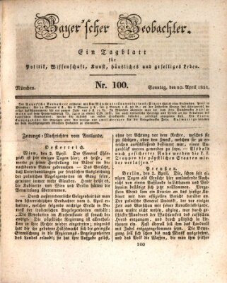 Bayer'scher Beobachter Sonntag 10. April 1831