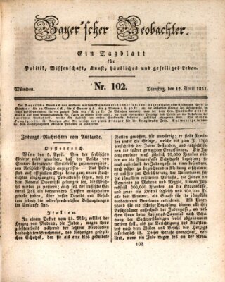 Bayer'scher Beobachter Dienstag 12. April 1831