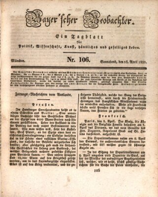 Bayer'scher Beobachter Samstag 16. April 1831