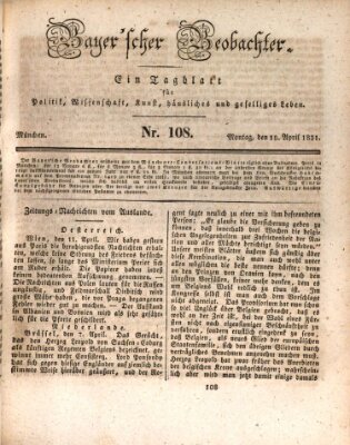 Bayer'scher Beobachter Montag 18. April 1831