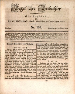 Bayer'scher Beobachter Dienstag 19. April 1831