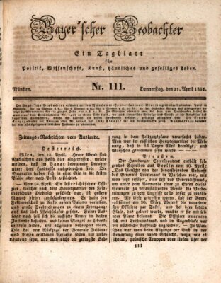 Bayer'scher Beobachter Donnerstag 21. April 1831