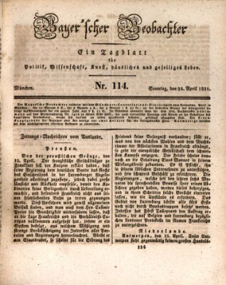 Bayer'scher Beobachter Sonntag 24. April 1831