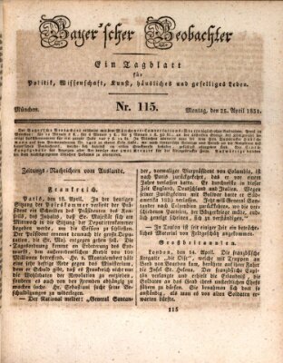 Bayer'scher Beobachter Montag 25. April 1831