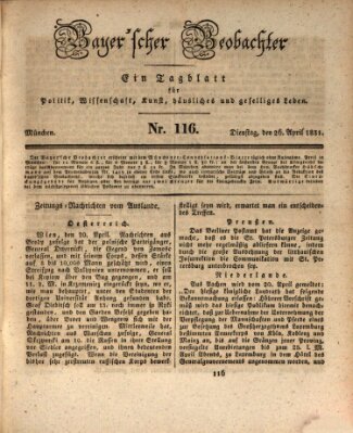 Bayer'scher Beobachter Dienstag 26. April 1831