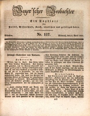 Bayer'scher Beobachter Mittwoch 27. April 1831