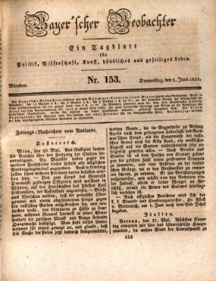 Bayer'scher Beobachter Donnerstag 2. Juni 1831