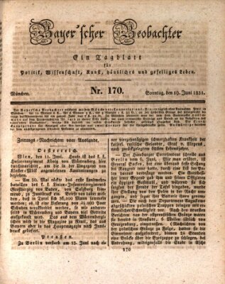 Bayer'scher Beobachter Sonntag 19. Juni 1831