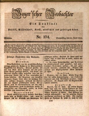 Bayer'scher Beobachter Samstag 25. Juni 1831