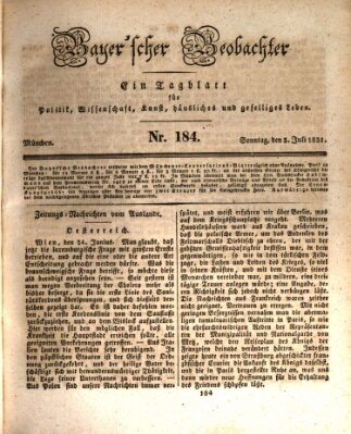 Bayer'scher Beobachter Sonntag 3. Juli 1831