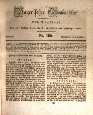 Bayer'scher Beobachter Samstag 9. Juli 1831