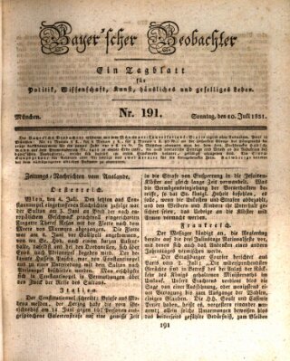 Bayer'scher Beobachter Sonntag 10. Juli 1831