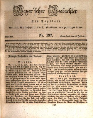 Bayer'scher Beobachter Samstag 16. Juli 1831