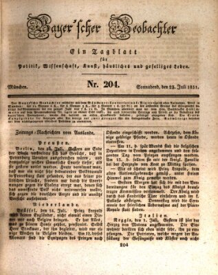 Bayer'scher Beobachter Samstag 23. Juli 1831