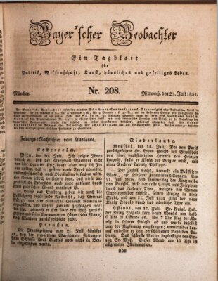 Bayer'scher Beobachter Mittwoch 27. Juli 1831