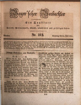 Bayer'scher Beobachter Sonntag 31. Juli 1831