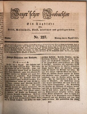 Bayer'scher Beobachter Montag 15. August 1831