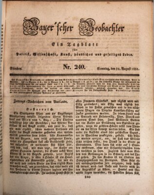 Bayer'scher Beobachter Sonntag 28. August 1831