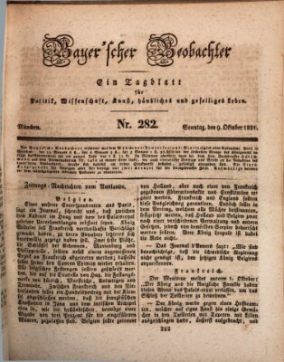 Bayer'scher Beobachter Sonntag 9. Oktober 1831