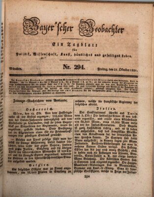 Bayer'scher Beobachter Freitag 21. Oktober 1831