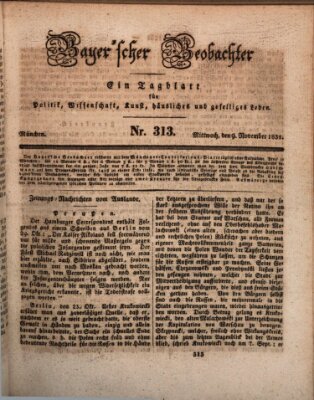 Bayer'scher Beobachter Mittwoch 9. November 1831