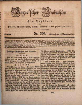 Bayer'scher Beobachter Mittwoch 16. November 1831