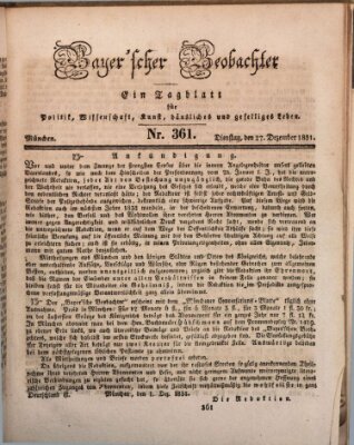 Bayer'scher Beobachter Dienstag 27. Dezember 1831