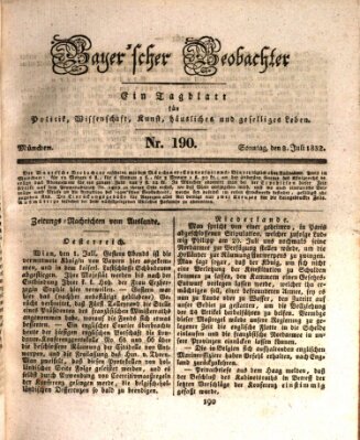 Bayer'scher Beobachter Sonntag 8. Juli 1832