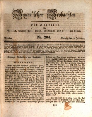 Bayer'scher Beobachter Sonntag 22. Juli 1832