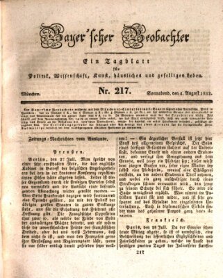 Bayer'scher Beobachter Samstag 4. August 1832