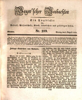 Bayer'scher Beobachter Montag 6. August 1832