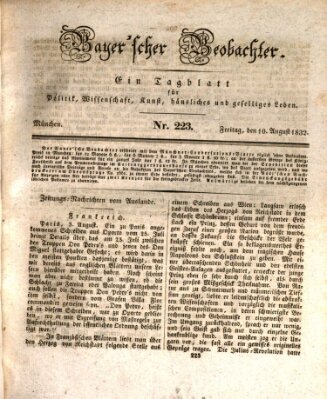 Bayer'scher Beobachter Freitag 10. August 1832