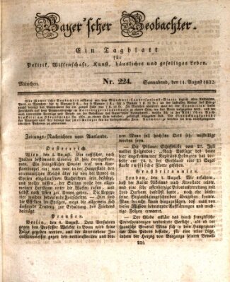 Bayer'scher Beobachter Samstag 11. August 1832