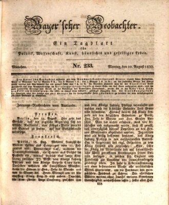 Bayer'scher Beobachter Montag 20. August 1832