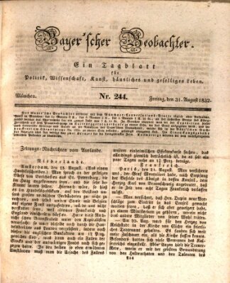 Bayer'scher Beobachter Freitag 31. August 1832