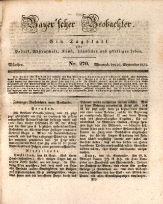 Bayer'scher Beobachter Mittwoch 26. September 1832